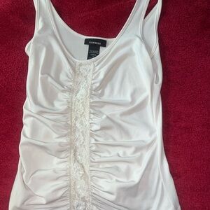 Express White Lace Detail Women's Top